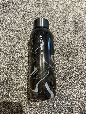Starbucks Black and Gray Swirl glass Bottle